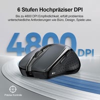TECKNET TK-MS317 Bluetooth vezeték nélküli egér, 4800 DPI, 3 módú, újratölthető - szürke 4