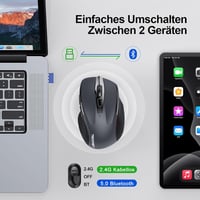 TECKNET Bluetooth Egér 4800 DPI Vezeték Nélküli Ergonomikus Csend Mód Laptop PC Mac 2