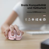 TECKNET Bluetooth vezeték nélküli egér, újratölthető, tri-mode, 4800 DPI, csendes - rózsaszín 8