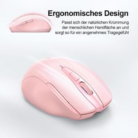 TECKNET Bluetooth vezeték nélküli egér, újratölthető, tri-mode, 4800 DPI, csendes - rózsaszín 7