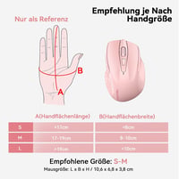 TECKNET Bluetooth vezeték nélküli egér, újratölthető, tri-mode, 4800 DPI, csendes - rózsaszín 6