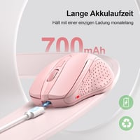 TECKNET Bluetooth vezeték nélküli egér, újratölthető, tri-mode, 4800 DPI, csendes - rózsaszín 2