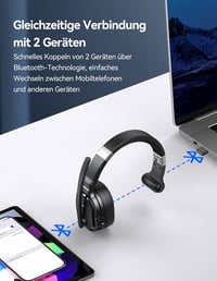 TECKNET Bluetooth Headset Mikrofonnal és USB Adapterrel, Zajszűrés, 70 Óra Beszélgetési Idő 2