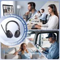 TECKNET Bluetooth náhlavná súprava s mikrofónom, V5.4, 2 v 1 mono/stereo, 65+ hodín výdrže batérie, s USB-A prijímačom, pre kancelársku a domácu prácu 7
