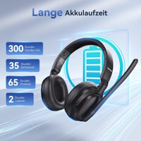 TECKNET Bluetooth náhlavná súprava s mikrofónom, V5.4, 2 v 1 mono/stereo, 65+ hodín výdrže batérie, s USB-A prijímačom, pre kancelársku a domácu prácu 5