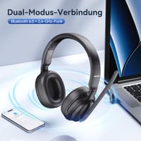 TECKNET Bluetooth náhlavná súprava s mikrofónom, V5.4, 2 v 1 mono/stereo, 65+ hodín výdrže batérie, s USB-A prijímačom, pre kancelársku a domácu prácu 2