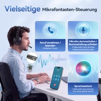 TECKNET Bluetooth náhlavná súprava s mikrofónom, V5.4, 2 v 1 mono/stereo, 65+ hodín výdrže batérie, s USB-A prijímačom, pre kancelársku a domácu prácu 6