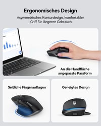 TECKNET Bluetooth Vezeték Nélküli Egér BT 5.0 Ergonomikus 4800 DPI Csendesen Működő 5