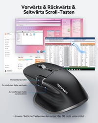 TECKNET Bluetooth Vezeték Nélküli Egér BT 5.0 Ergonomikus 4800 DPI Csendesen Működő 3