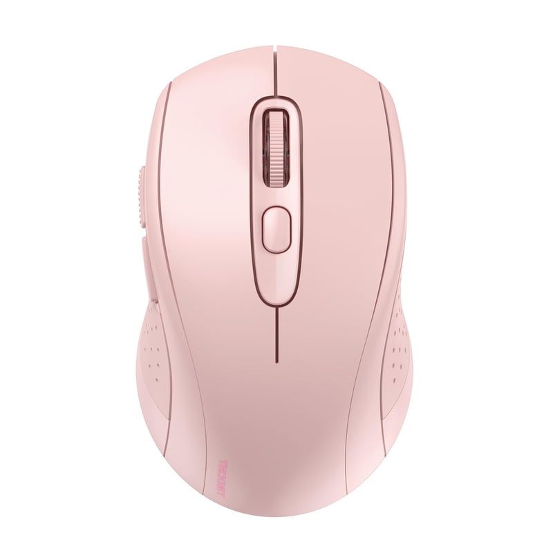 Mouse Wireless Bluetooth TECKNET cu Trei Moduri (BT 5.0/3.0 + 2.4GHz), cu Receptor USB, Mouse Ergonomic Portabil Roz pentru Laptop, PC-