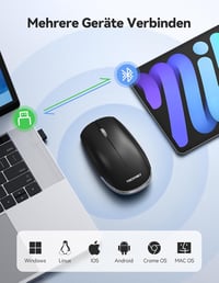 TECKNET Bluetooth Vezeték Nélküli Egér Újratölthető 2.4G USB - 4000 DPI Csendes Laptop PC Tablet 2