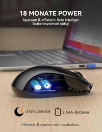 TECKNET Bluetooth Wireless Egér Tri Mode BT 5.0 2.4GHz 4800 DPI Csendes Ergonomikus 5