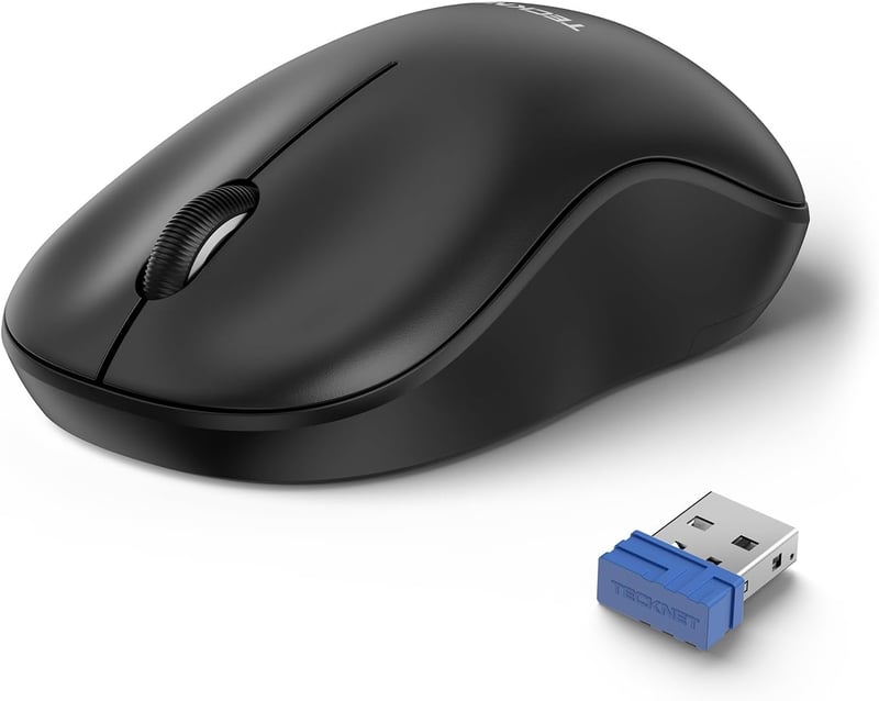 TECKNET Csendes Vezeték Nélküli Egér 3200 DPI, Bal és Jobbkezes, USB Nano Vevővel
