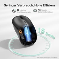 TECKNET Csendes Vezeték Nélküli Egér 3200 DPI, Bal és Jobbkezes, USB Nano Vevővel 5