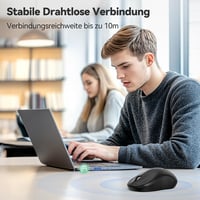 TECKNET Csendes Vezeték Nélküli Egér 3200 DPI, Bal és Jobbkezes, USB Nano Vevővel 6
