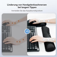 TECKNET Egérpad Csuklótámaszos Gél Párna és Ergonomikus Billentyűzet Csukló Alátét Szett Fekete 2