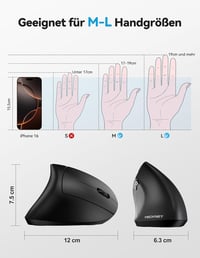 TECKNET Ergonomikus Bluetooth Egér, Újratölthető Vezeték Nélküli Vertikális Egér 4800 DPI 6