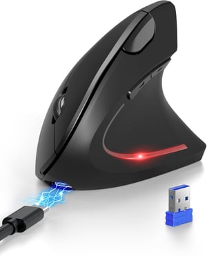 TECKNET ergonomski Bluetooth vertikalni miš, punjiv, 4800 DPI, BT 5.0/2.4G