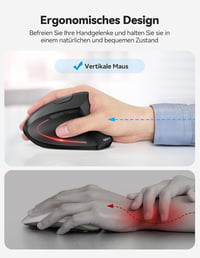 TECKNET Ergonomikus Bluetooth Egér, Újratölthető Vezeték Nélküli Vertikális Egér 4800 DPI 4