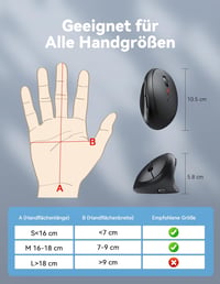 TECKNET Ergonomikus Bluetooth Egér Vezeték Nélküli 3 Eszközhöz 4800 DPI Csendes 5