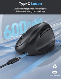 TECKNET Ergonomikus Bluetooth Egér Vezeték Nélküli 3 Eszközhöz 4800 DPI Csendes 4