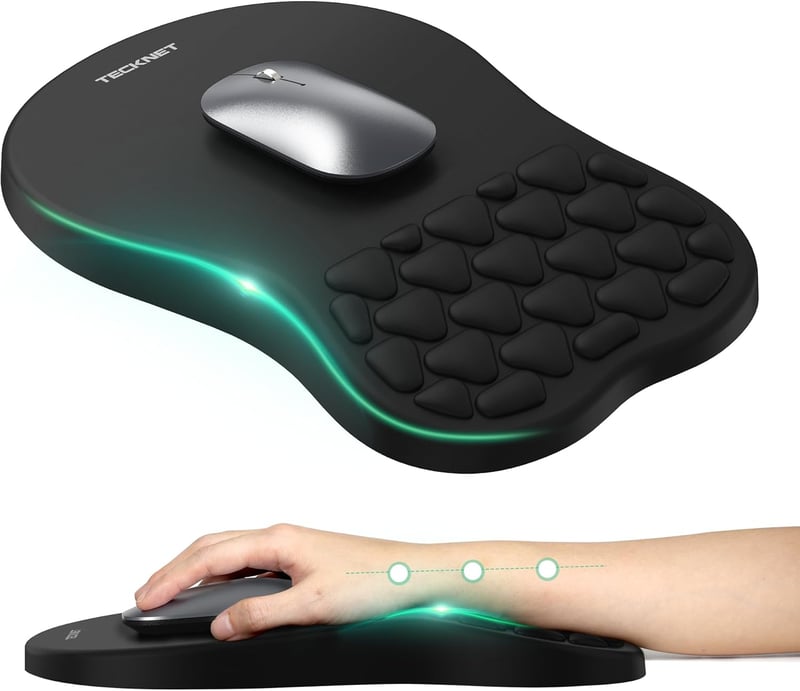 TECKNET Ergonomikus Egérpad Memóriahabbal és Tenyéralátámasztással