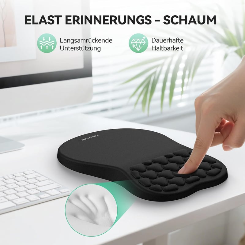 TECKNET Ergonomikus Egérpad Memóriahabbal és Tenyéralátámasztással