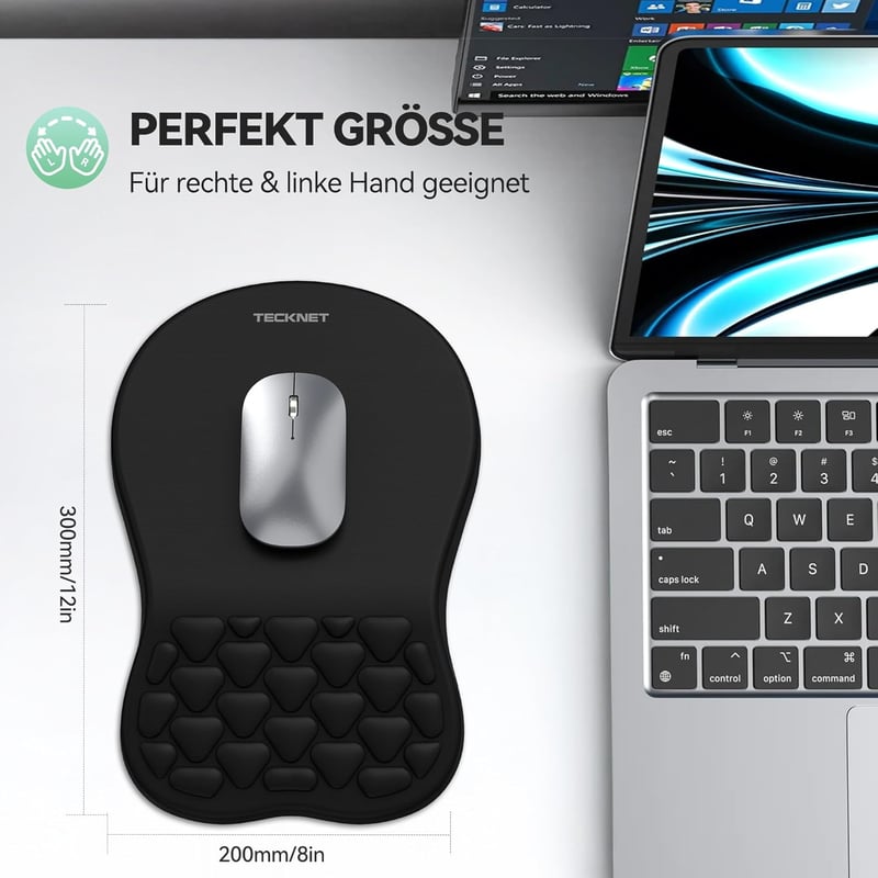 TECKNET Ergonomikus Egérpad Memóriahabbal és Tenyéralátámasztással