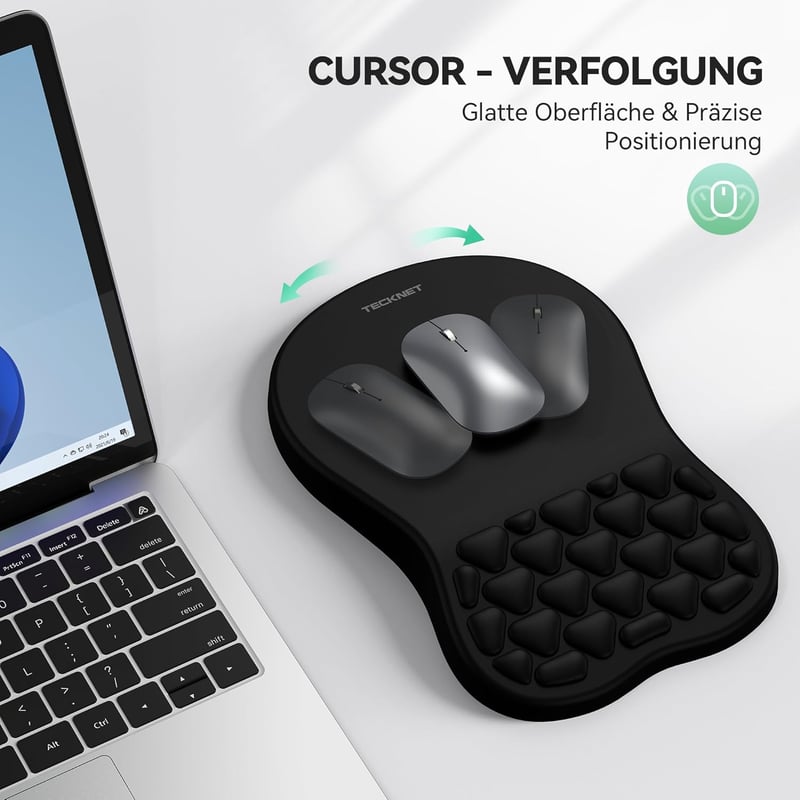 TECKNET Ergonomikus Egérpad Memóriahabbal és Tenyéralátámasztással