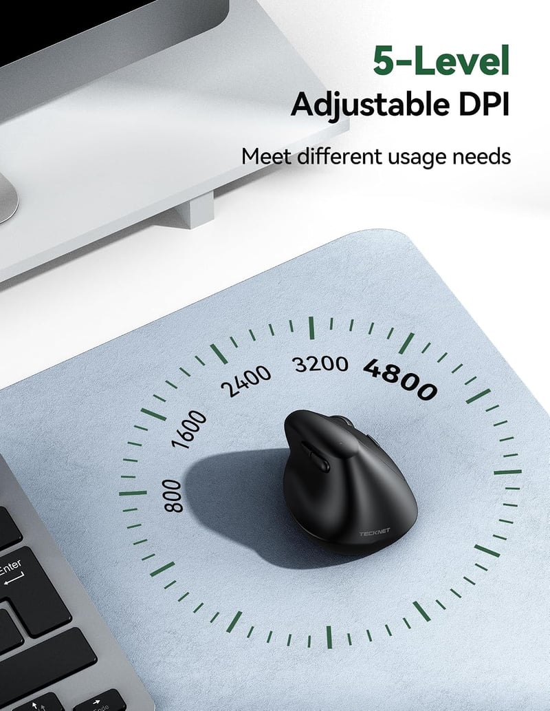 TECKNET Ergonomikus Vezeték Nélküli Egér 2.4GHz Optikai 6 Gomb 5 DPI