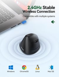 TECKNET Ergonomikus Vezeték Nélküli Egér 2.4GHz Optikai 6 Gomb 5 DPI 6