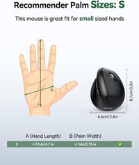 TECKNET Ergonomikus Vezeték Nélküli Egér 2.4GHz Optikai 6 Gomb 5 DPI 3