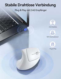 TECKNET Ergonomikus Vezeték Nélküli Egér 2.4G Optikai 4800DPI 6 Gomb Laptop PC Mac - White 6