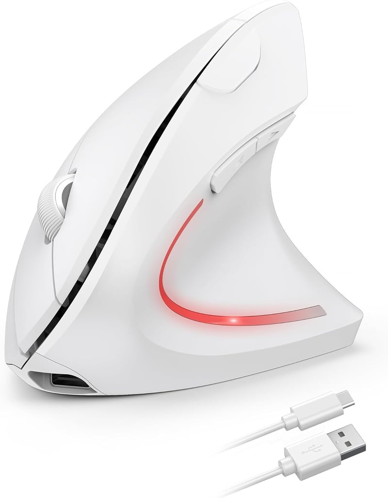 TECKNET Ergonomikus Vezeték Nélküli Egér 2.4G Optikai 4800DPI 6 Gomb Laptop PC Mac - White