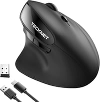 TECKNET Ergonomická Bezdrôtová Myš 2400DPI s Vertikálnym Dizajnom, Nabíjateľná, 6-Tlačidlová, Čierna - Kompatibilná s Laptopom, PC, MacBookom 2