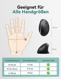 TECKNET Ergonomikus Vezeték Nélküli Egér 4800 DPI, Csendes Vertikális Egér 6 Gombbal 6