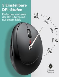 TECKNET Ergonomikus Vezeték Nélküli Egér 4800 DPI, Csendes Vertikális Egér 6 Gombbal 3