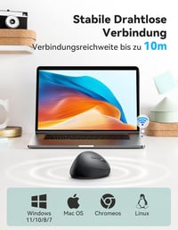 TECKNET Ergonomikus Vezeték Nélküli Egér 4800 DPI, Csendes Vertikális Egér 6 Gombbal 5