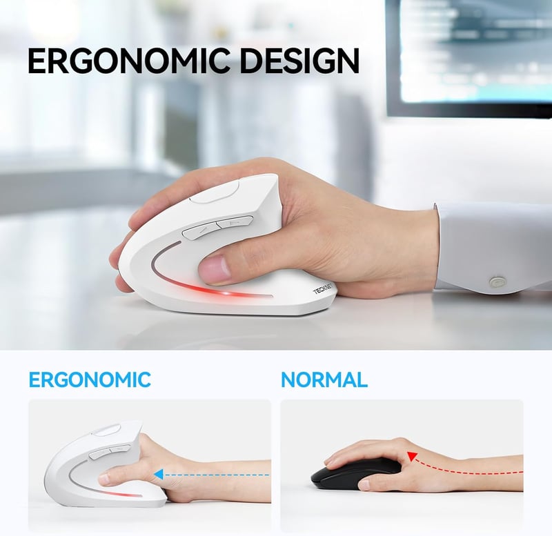 TECKNET Ergonomikus Vezeték Nélküli Egér Bluetooth 5.0 4800 DPI Laptop PC Mac