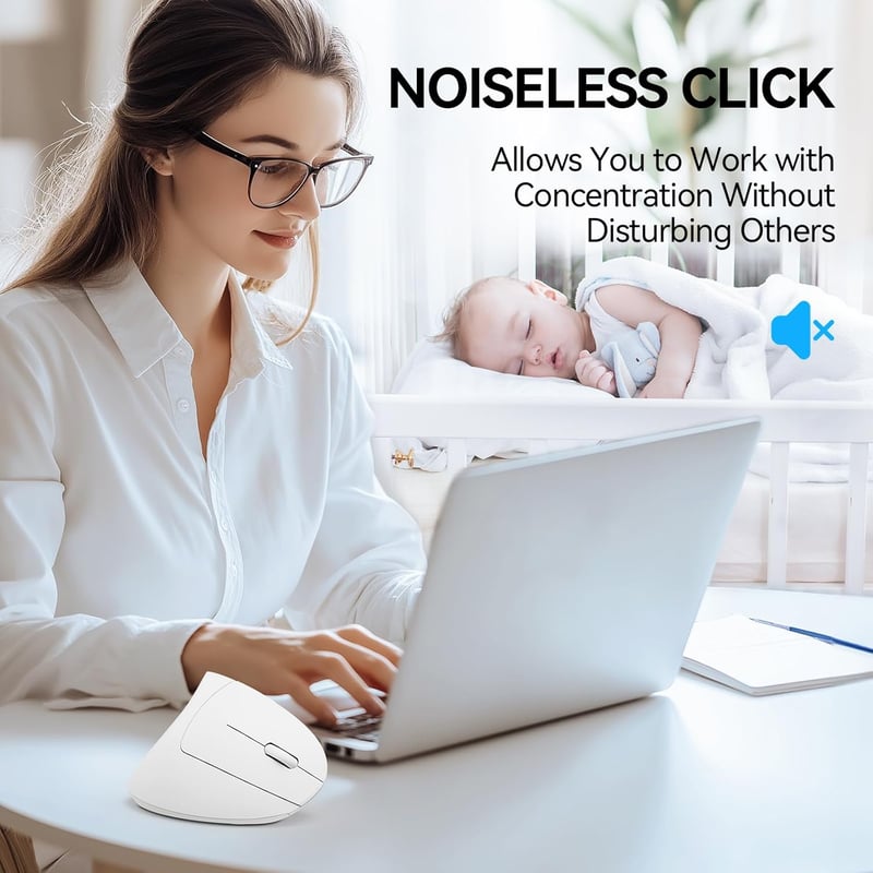 TECKNET Ergonomikus Vezeték Nélküli Egér Bluetooth 5.0 4800 DPI Laptop PC Mac