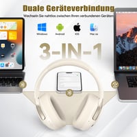 Bluetooth 6.0 slúchadlá cez uši TECKNET s aktívnym potlačením hluku, 70 hodín prehrávania, 6 režimov EQ, 3,5 mm audio kábel, biele 6