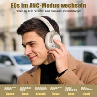 Bluetooth 6.0 slúchadlá cez uši TECKNET s aktívnym potlačením hluku, 70 hodín prehrávania, 6 režimov EQ, 3,5 mm audio kábel, biele 7