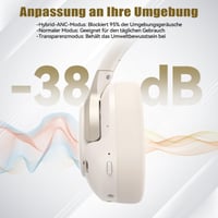 Bluetooth 6.0 slúchadlá cez uši TECKNET s aktívnym potlačením hluku, 70 hodín prehrávania, 6 režimov EQ, 3,5 mm audio kábel, biele 2