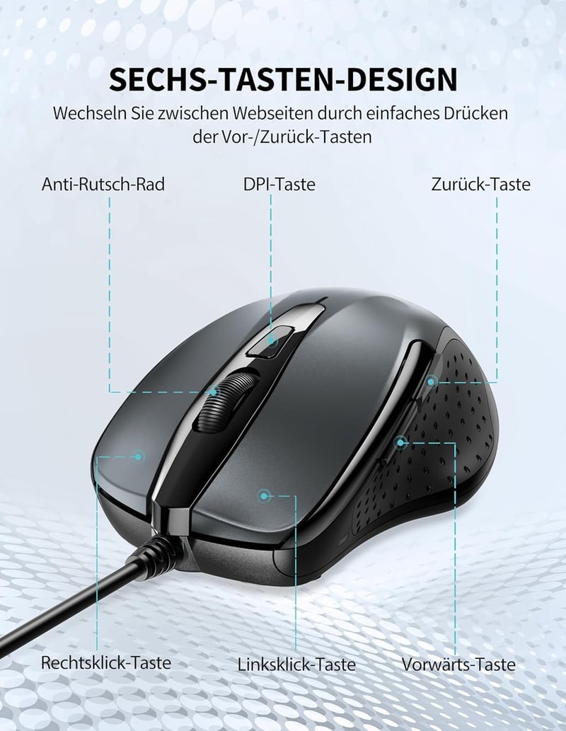 TeckNet Pro S2 Vezetékes USB Egér 6 Gomb 2000 DPI Gamer Egér