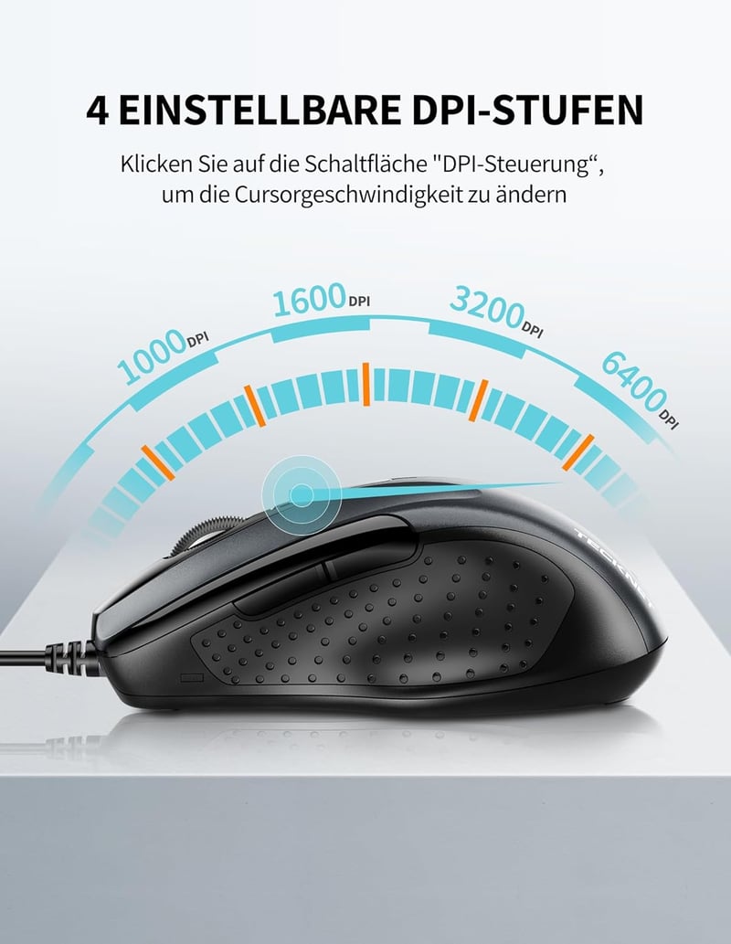 TeckNet Pro S2 Vezetékes USB Egér 6 Gomb 2000 DPI Gamer Egér