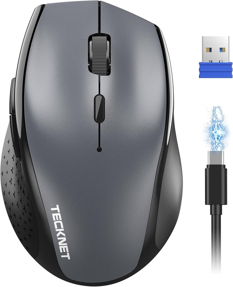 TECKNET PRO Vezeték nélküli egér 6400 DPI, ergonomikus, 6 gomb, szürke