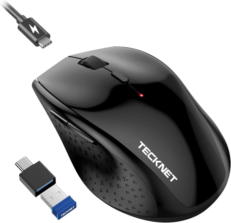 TECKNET PRO Vezeték Nélküli Egér Jiggler Funkcióval, Újratölthető, Csendes, 6400 DPI, Ergonomikus, 6 Gombos, PC, Laptop, Chromebook, Mac