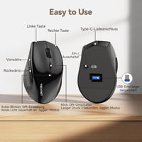 TECKNET PRO Vezeték Nélküli Egér Jiggler Funkcióval, Újratölthető, Csendes, 6400 DPI, Ergonomikus, 6 Gombos, PC, Laptop, Chromebook, Mac 8