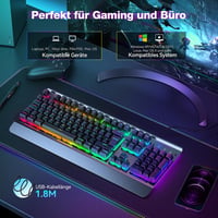 TECKNET RGB gamer billentyűzet, 105 billentyűs, fém panel, csuklótámasszal, UK kiosztás 7