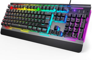 TECKNET RGB gaming tipkovnica, membranska, 105 tipki, metalna baza, s osloncem za zglobove